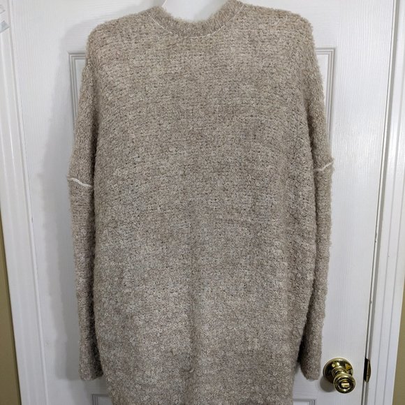 Free People Tan Beige Boucle Alpaca Blend Oversized Snap-Front Sweater - size XS - Picture 8 of 15